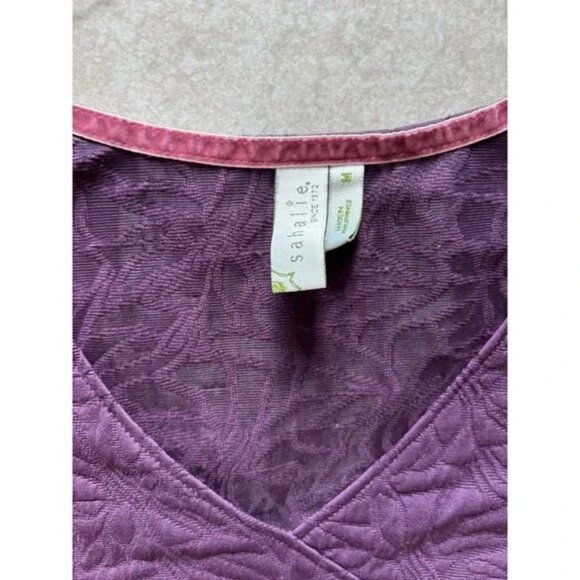 Sahalie Dress Womens Medium Purple Wrap Babydoll Floral Preppy Travel‎ Stretch - Picture 2 of 5